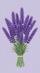 Obraz premium Realistic 3D Render of a Lavender Bouquet with Purple and Green Tones on a Soft Background