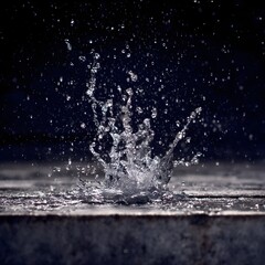 Water and particles fliwing diwn in slow motion from a water pipe	