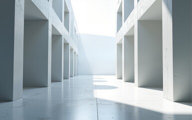 Obraz premium 3d render of abstract futuristic architecture with empty concrete floor. Scene for car presentation. High quality