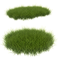 Realistic 3D Rendered Green Grass Clumps Isolated on White Background