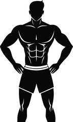 Fototapeta premium fitness man wearing sports shorts on white backgro.eps