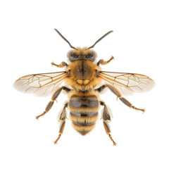 Close-up View of a Vibrant Honeybee with Detailed Features