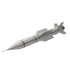 Realistic Silver Missile Isolated on Transparent Background 3D Illustration
