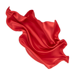 Red Fabric Illustration Isolated on White Background Flowing Smooth Silk Texture