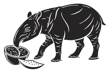 Tapir sihouette black vector