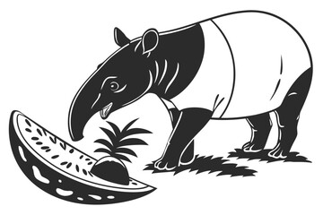 Tapir sihouette black vector