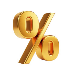 Golden Percent Symbol - 3D Financial Discount and Sale Concept