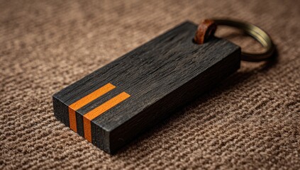 Fototapeta premium Handmade Wooden Keyring on Fabric