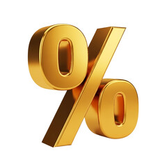 Golden Percent Symbol - 3D Financial Discount and Sale Concept