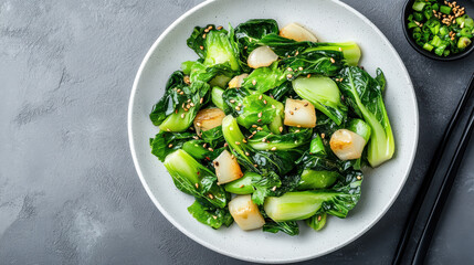 Stir fried bok choy with garlic showcases vibrant greens and delicious texture