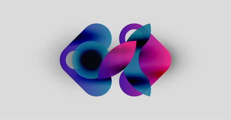 Fototapeta premium Abstract shapes blend, creating vibrant color gradients. Soft edges suggest fluidity, movement, modern design aesthetic.