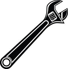 Naklejka premium Black Wrench vector icon Wrench vector silhouette
