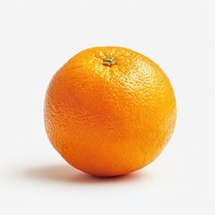 Single, ripe orange on white background