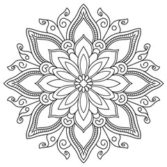 Mandala flower coloring page line art