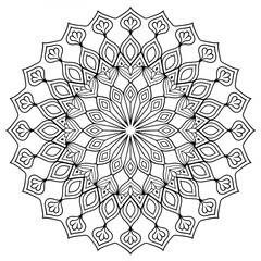 Mandala flower coloring page line art