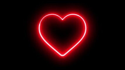 Glowing Neon Red color Heart shape icon isolated , neon love icon isolated animation . - Powered by Adobe