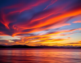 Obraz premium Tranquil Sunset Over Calm Waters