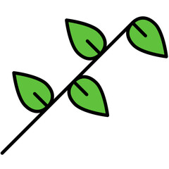 Obraz premium Minimalist Diagonal Plant Stem with Four Green Leaves Symbolizing Growth and Nature