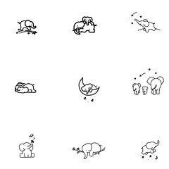 set of vector icons, Elephant is dream, set of Elephant icon