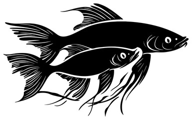 Cat fish silhouette drawing element