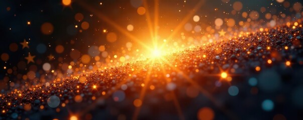 Fototapeta premium Bright gold starburst, intense glitter, radiant light explosion, sparkle, explosion