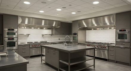 Modern kitchen interior design concept &mdash; sleek and stylish cooking space with contemporary furniture and appliances