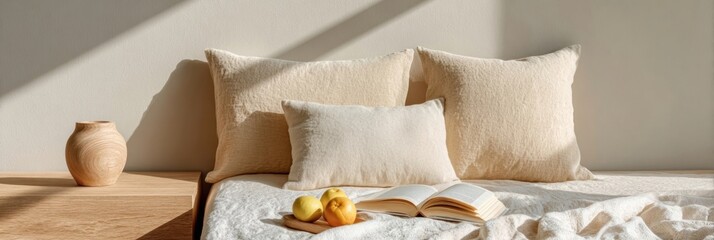 Modern Minimalist Bedroom with Natural Light and Cozy Neutral Tones Premium Lifestyle and Wellness Content for Home Decor Marketing and Social Media