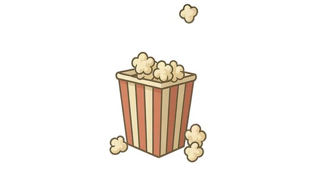 Delicious Popcorn in Striped Box, Movie Night Snack Illustration