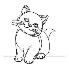 A Playful Cat Rendered in One Continuous Fine Line