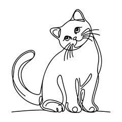 A Playful Cat Rendered in One Continuous Fine Line