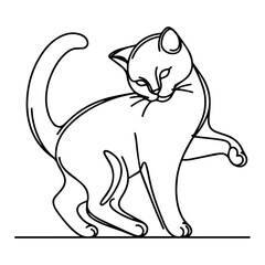 A Playful Cat Rendered in One Continuous Fine Line