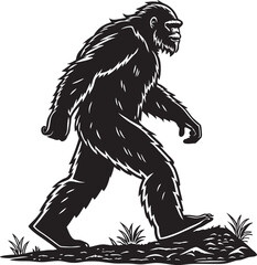 Fototapeta premium Black Bigfoot vector icon Bigfoot vector silhouette