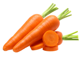 carrot and slices isolated, transparent PNG, PNG format