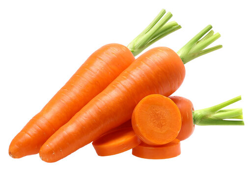 carrot and slices isolated, transparent PNG, PNG format