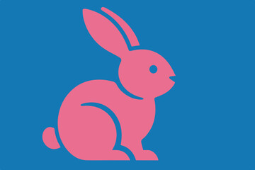 A charming pink bunny with long ears and a friendly smile holds a colorful Easter egg, a delightful cartoon illustration