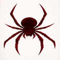 
Horror-Style Red Spider Silhouette Illustration on White Background

