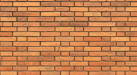Close up view of a weathered and textured red brick wall with varying shades of orange and brown creating a rustic and classic architectural background