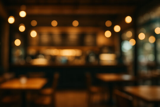 Warm cozy cafe background with blurred light creating ambiance for food and drink enjoyment