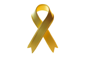Yellow ribbon 3D rendering isolated for decorative and awareness symbol display.
