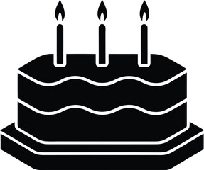 Birthday Cake with Candles Silhouette Icon