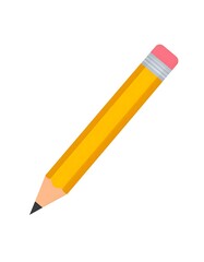 Classic yellow number two pencil with a pink eraser, isolated on a white background, symbolizing education, writing, and creativity.