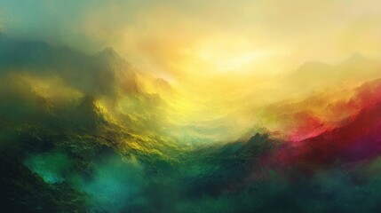 Fototapeta premium Colorful misty mountain landscape
