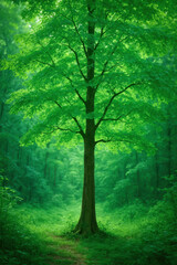 Naklejka premium Green tree and forest nature create a calm and vibrant environment full growth and life