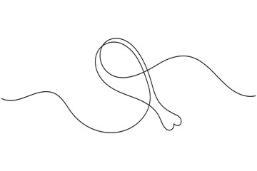 Minimalist one line drawing of fried chicken outline art design on white background for food concept