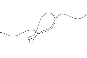 Minimalist one line drawing of fried chicken outline art design on white background for food concept