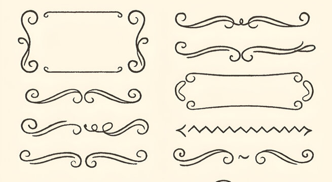 Hand-drawn decorative frames and dividers best for invitations and ornamental typography