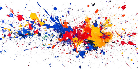 Splatter in Primary and Secondary Colors Isolated on Transparent Background
