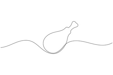 Minimalist one line drawing of fried chicken outline art design on white background for food concept