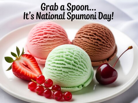Celebrate national spumoni day with a delicious trio of ice cream scoops and fresh fruit