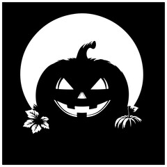 halloween pumpkin on black and white vector
